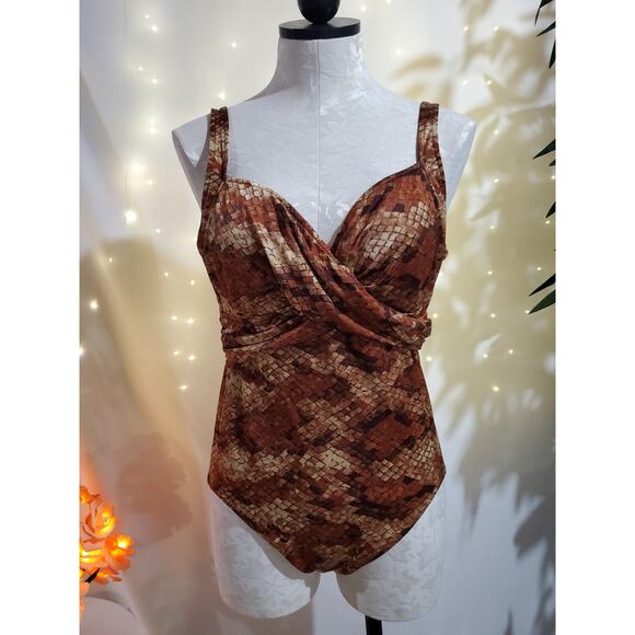 Gabar Vintage Union Made Animal Print Swim Suit Coverup Set Women's Plus Size - Picture 2 of 14
